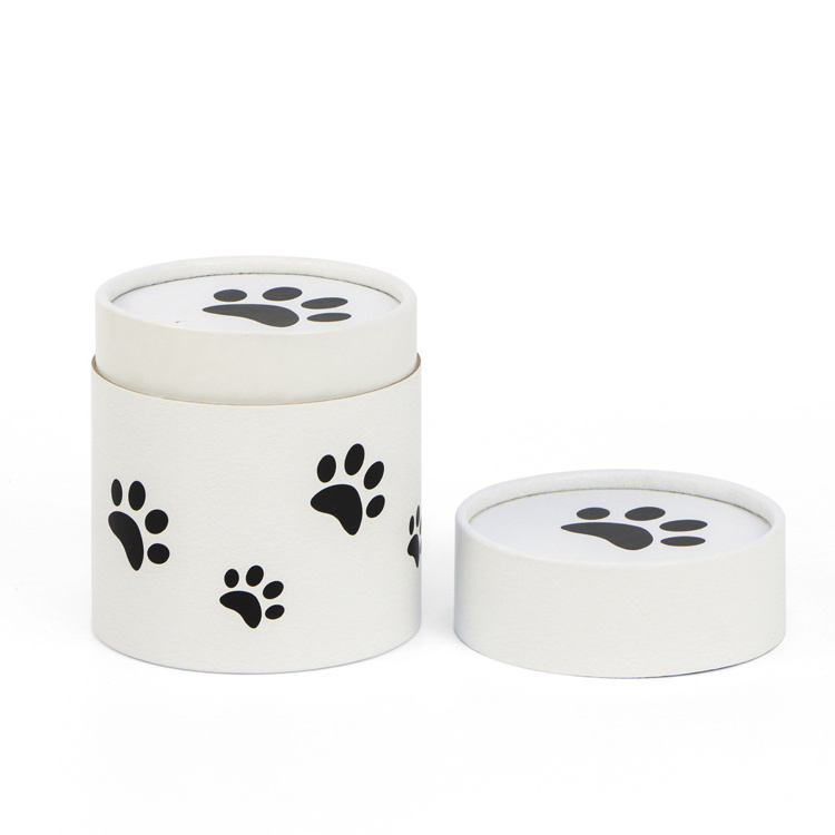 Biodegradable Small Keepsake Cremation Urn Pet Ashes Cat Dog Paw Printed Paper Scattering Tube Packaging