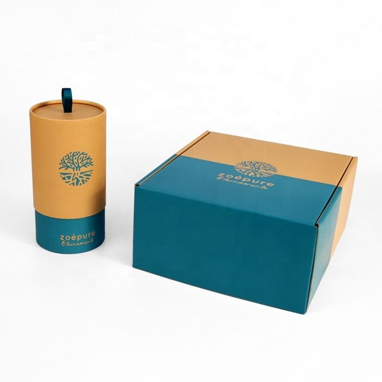 Firstsail custom cardboard round cylinder box kraft paper tube packaging with handle for  food coffee bean bath salt tea