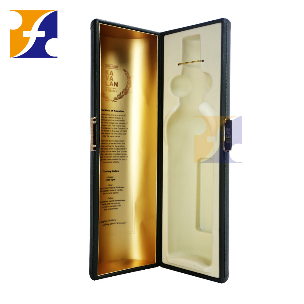 Luxury PU Frau Leather Cardboard packaging for Wine bottles/ champagne beer whisky liquor bottle packaging gift box