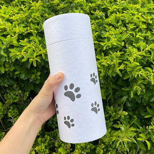 Cat paw footprint eco friendly paper coffin box and biodegradable cremation urns cardboard casket for pet burial spreading ashes