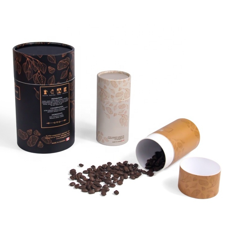 Food grade cardboard biodegradable packaging paper tube canister for spice coffee beans nutrition powder Christmas box chocolate