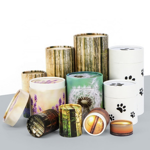 Eco friendly animal paw printed scatter paper tube keepsakes cremation pet urns for cat ashes