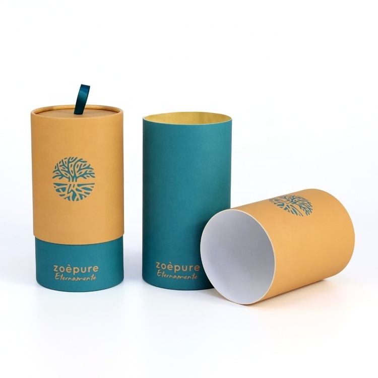 Firstsail custom cardboard round cylinder box kraft paper tube packaging with handle for  food coffee bean bath salt tea