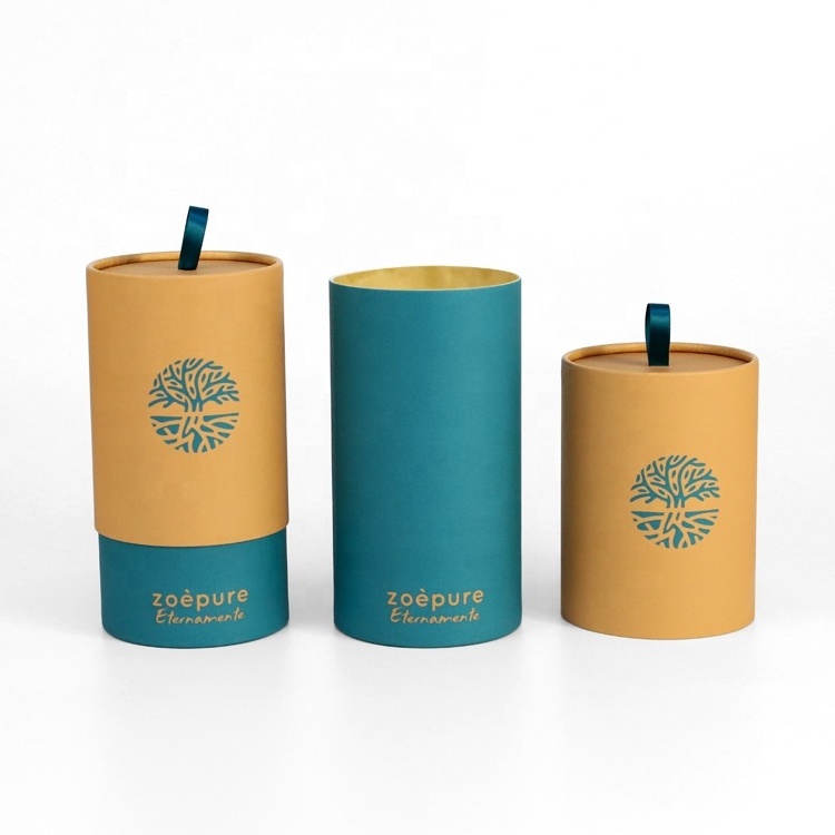 Firstsail custom cardboard round cylinder box kraft paper tube packaging with handle for  food coffee bean bath salt tea