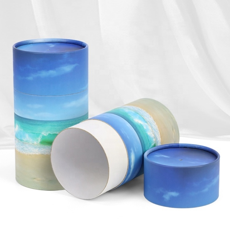 Blue sky printing biodegradable pet coffin casket paper scattering tube funeral supplies cremation ashes urn