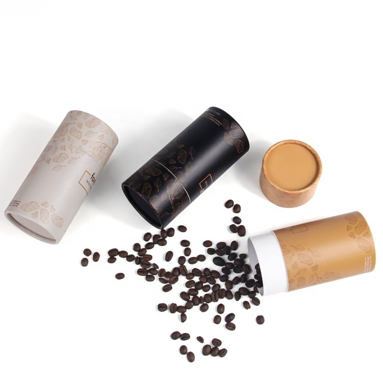 Food grade cardboard biodegradable packaging paper tube canister for spice coffee beans nutrition powder Christmas box chocolate