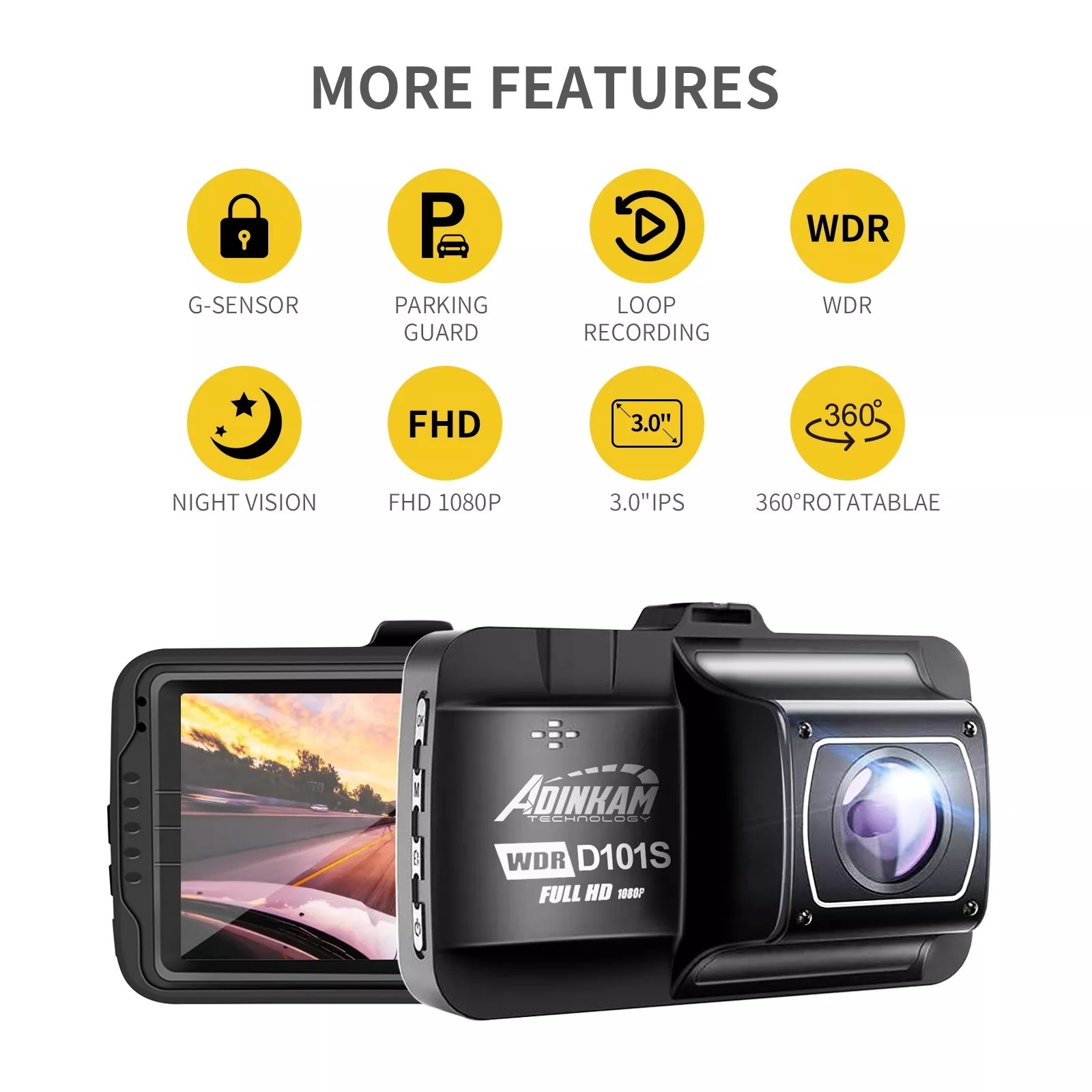 ADINKAM D101 Car DVR Full View Camera 3