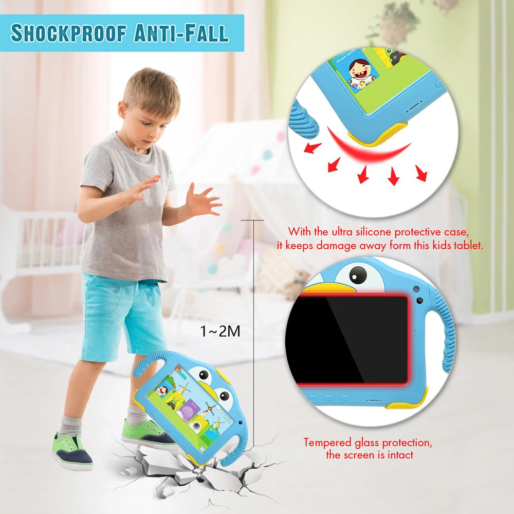 Hot sell 7 Inch Kids Android Tablets Pc Dual Camera 1024*600 Tab Pc For baby Kids Tablet Quad Core WiFi kids Tablet pc