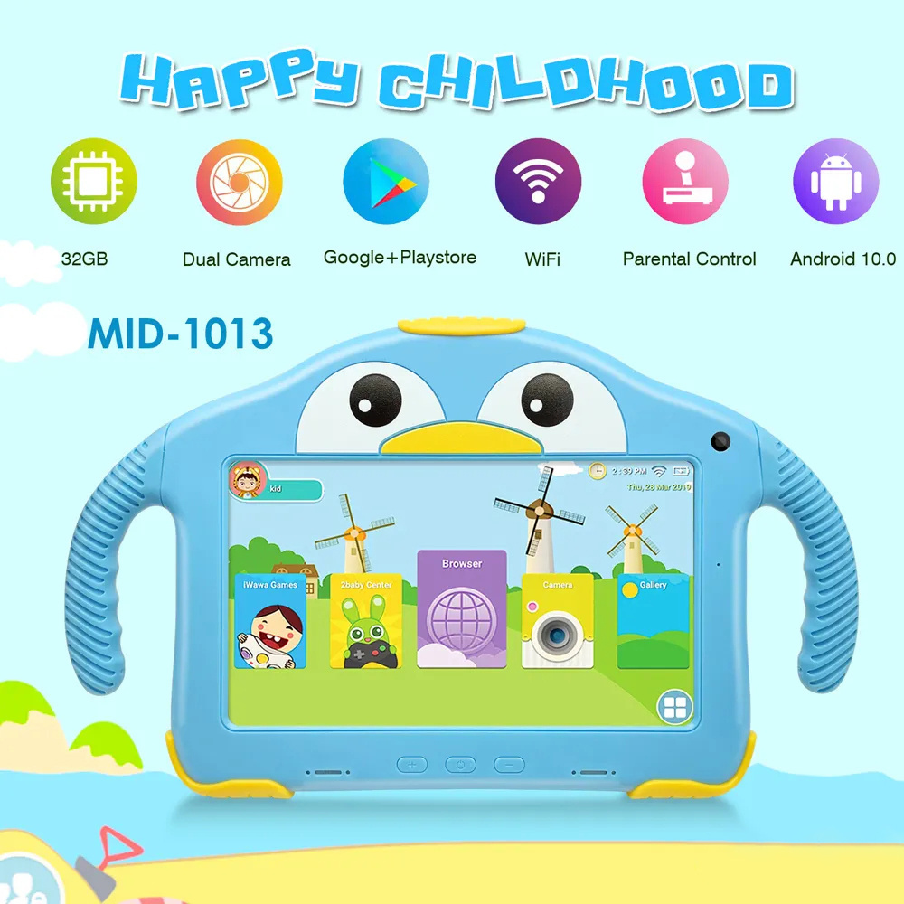 Hot sell 7 Inch Kids Android Tablets Pc Dual Camera 1024*600 Tab Pc For baby Kids Tablet Quad Core WiFi kids Tablet pc