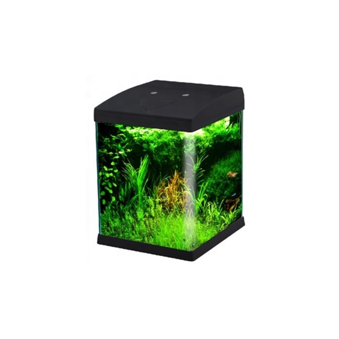 Aquarium equipped a cylinder top biochemical filter ,ultra white glass LED mini tanks