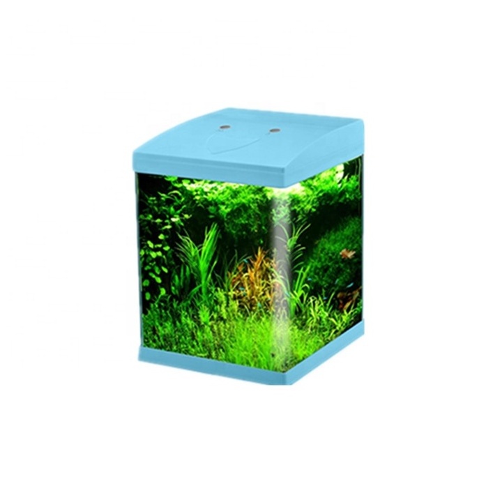 Aquarium equipped a cylinder top biochemical filter ,ultra white glass LED mini tanks