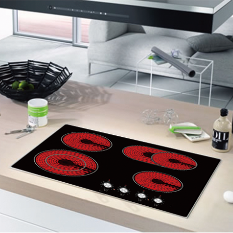 Black Ceramic Glass Trim Multi Radiant 4 Element Built-In Electric Stove