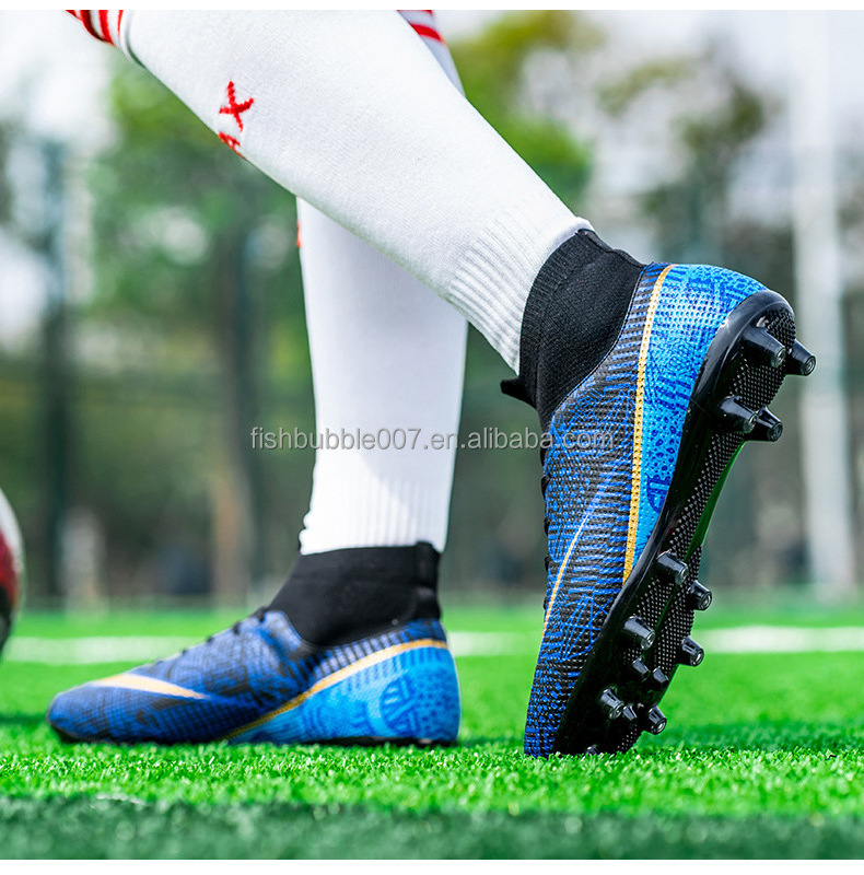 Wholesale hot selling high top broken nails C Ronaldo Messi spike game training football shoes  boots for men football