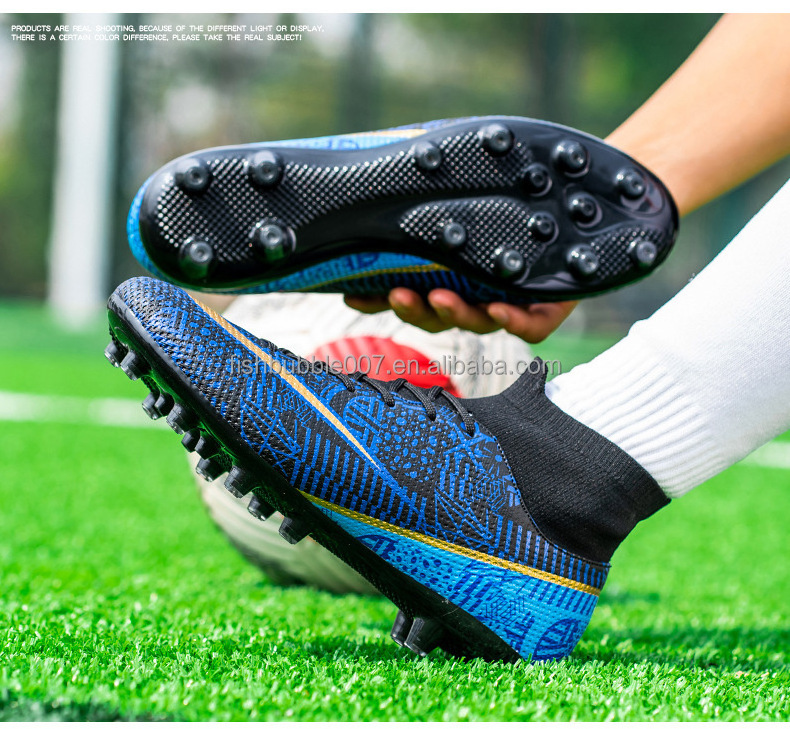 Wholesale hot selling high top broken nails C Ronaldo Messi spike game training football shoes  boots for men football