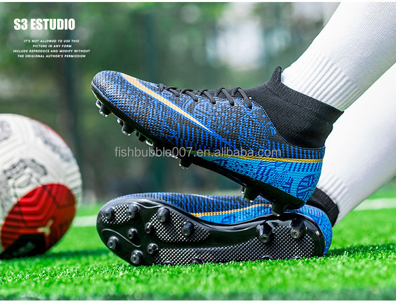 Wholesale hot selling high top broken nails C Ronaldo Messi spike game training football shoes  boots for men football