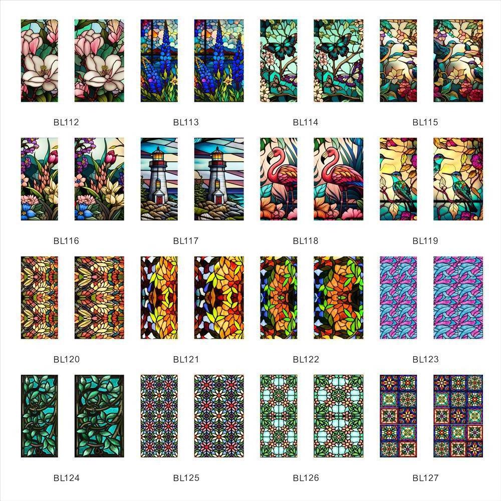 New European style color retro flower and bird PVC static glass sticker without adhesive window film