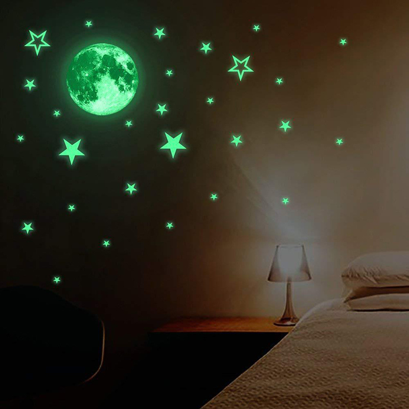 3D Stars Glow Dark Wall Stickers Luminous Fluorescent Pvc Wall Art Decals For Kids Bedroom Ceiling Home Decoration