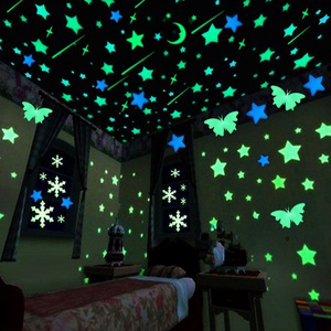 3D glow-in-the-dark fluorescent moon little star stickers for living room bedroom bedroom children's room dormitory wall roof