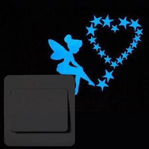 Hot selling DIY blue light luminous removable cartoon wall switch stickers for bedroom kids room decal