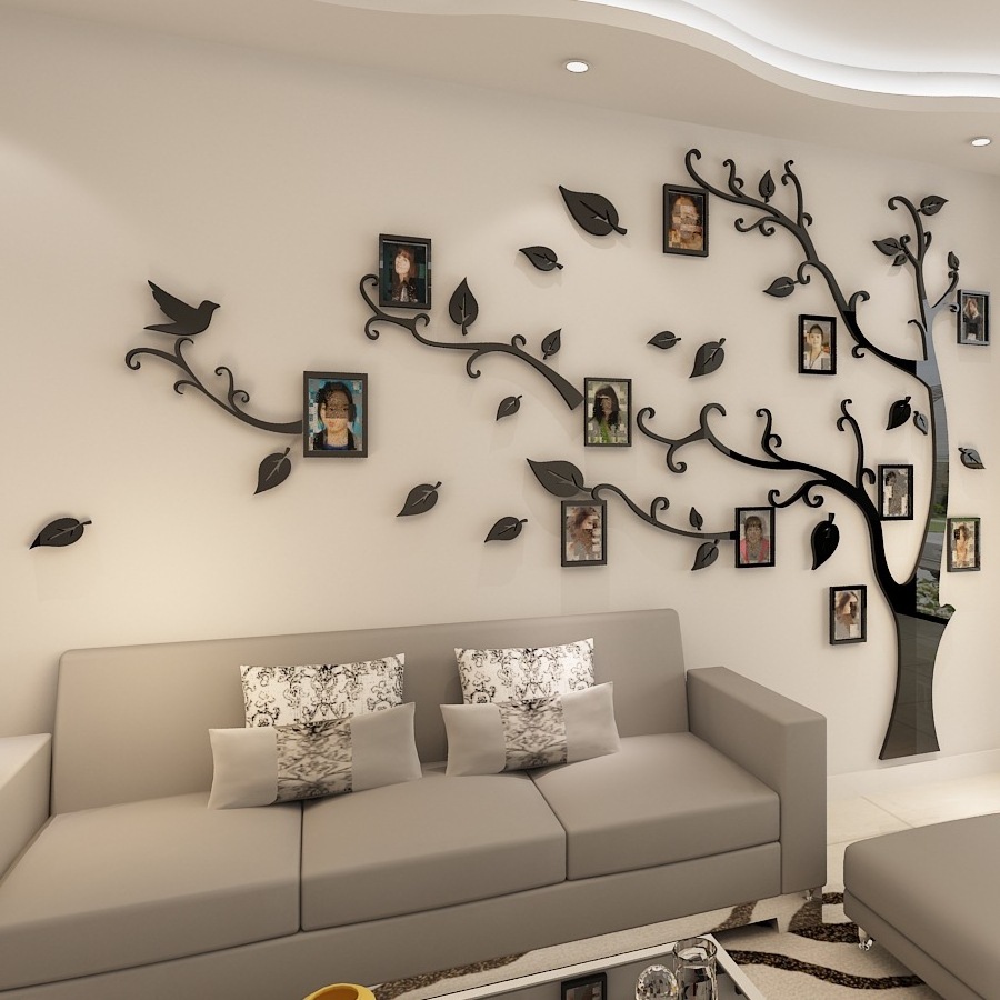 Fashion hot Home Decorative large tree branch Photo Frame 3D acrylic Wall Stickers Wallpaper For Living Room Dining Room decal