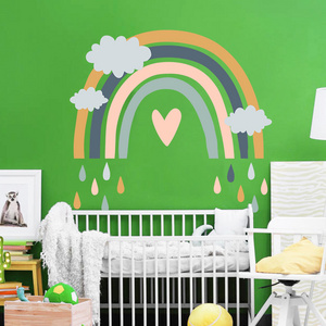 Removable Rainbow Wall Decals Waterproof PVC Butterfly Heart Star Vinyl Wall Sticker for Kids Girls Room Nursery Decorative