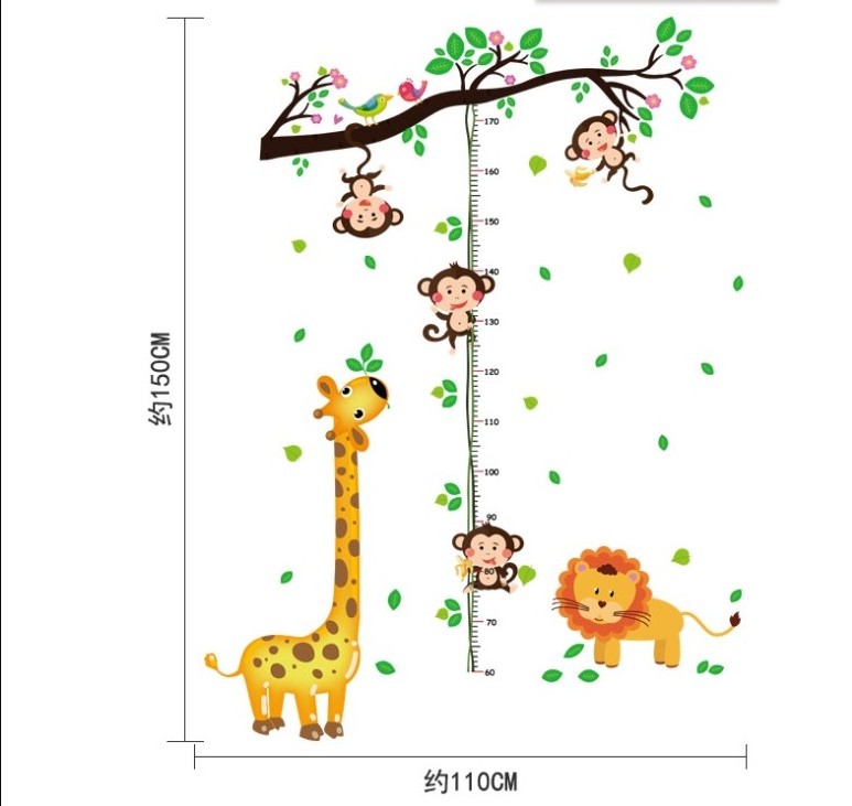 Animal Park wallpaper cartoon height paste children's room kindergarten wall decoration stickers