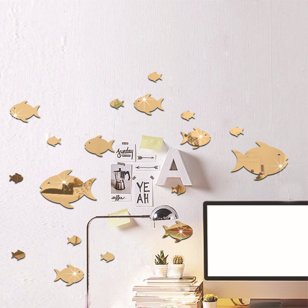 Bubble fish wall sticker ocean fish acrylic self-adhesive mirror wall sticker children's room kindergarten