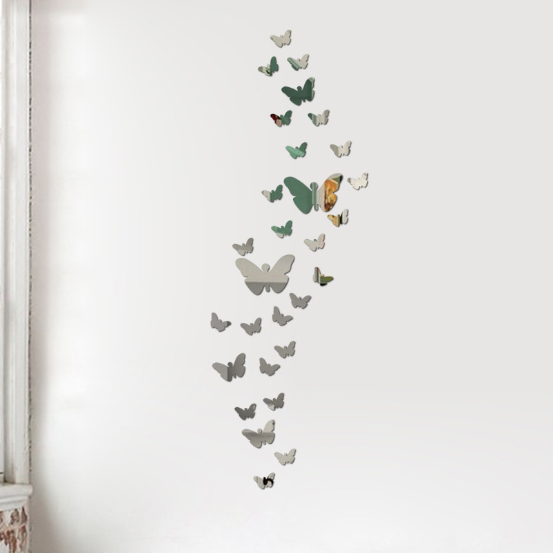 35pcs butterfly Mirror Wall Sticker 3D DIY Acrylic Wall Decor Art Wall Stickers Decal for Home Room Decoration