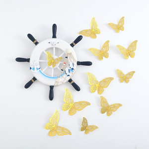 AliExpress Wholesale Hot selling 3D metal texture creative hollow butterfly wall sticker gold silver rose