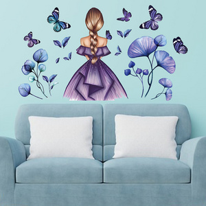 Personalized Creativity Butterfly English Slogan Girl Floral Wall Stickers Removable PVC Home Decor Living Room Bedroom