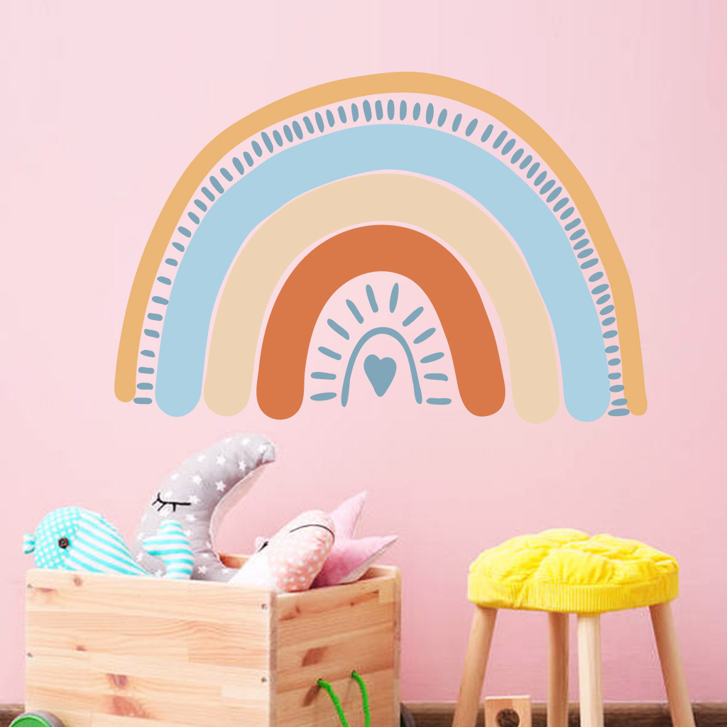 Cartoon Rainbow Wall Stickers for Baby Kids room Girls Bedroom Wall Decor Removable PVC Wall Decals for Home Decor