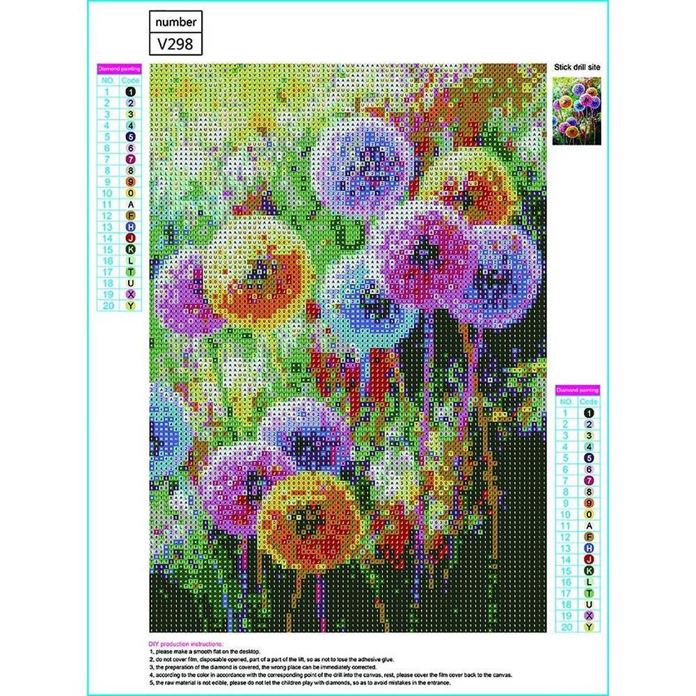 Wholesale 5d full drill Diamond Painting Colorful Dandelions Picture Resin Diamond Embroidery Handicrafts Wall Art Decor