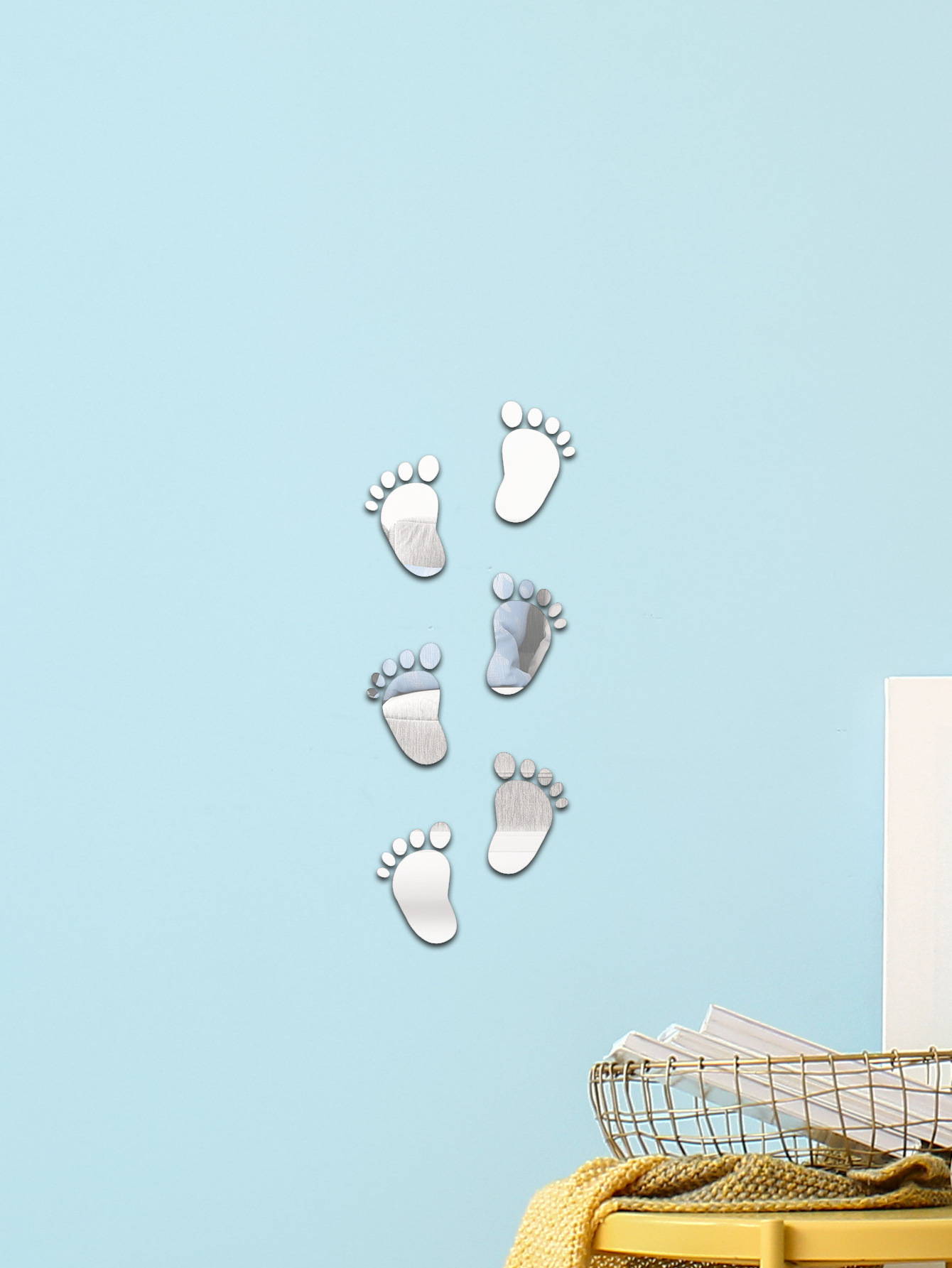 Creative baby foot shaped acrylic self-adhesive three-dimensional mirror wall sticker for  for living room bedroom decoration