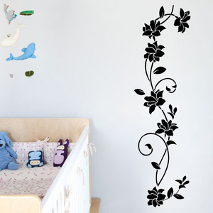 new black classic flower vine branch bedroom background decoration stickers can be removed wall stickers