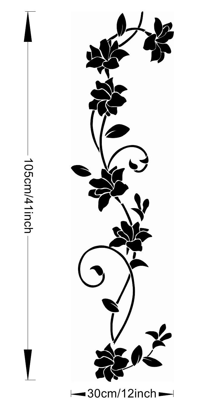 new black classic flower vine branch bedroom background decoration stickers can be removed wall stickers