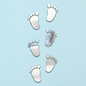 Creative baby foot shaped acrylic self-adhesive three-dimensional mirror wall sticker for  for living room bedroom decoration