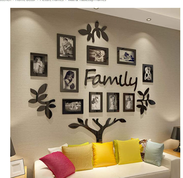 Modern Home Decor 3D Photo Frame Tree Wall Stickers Family Tree Wall Decal For Living Room Dining Room sofa Background