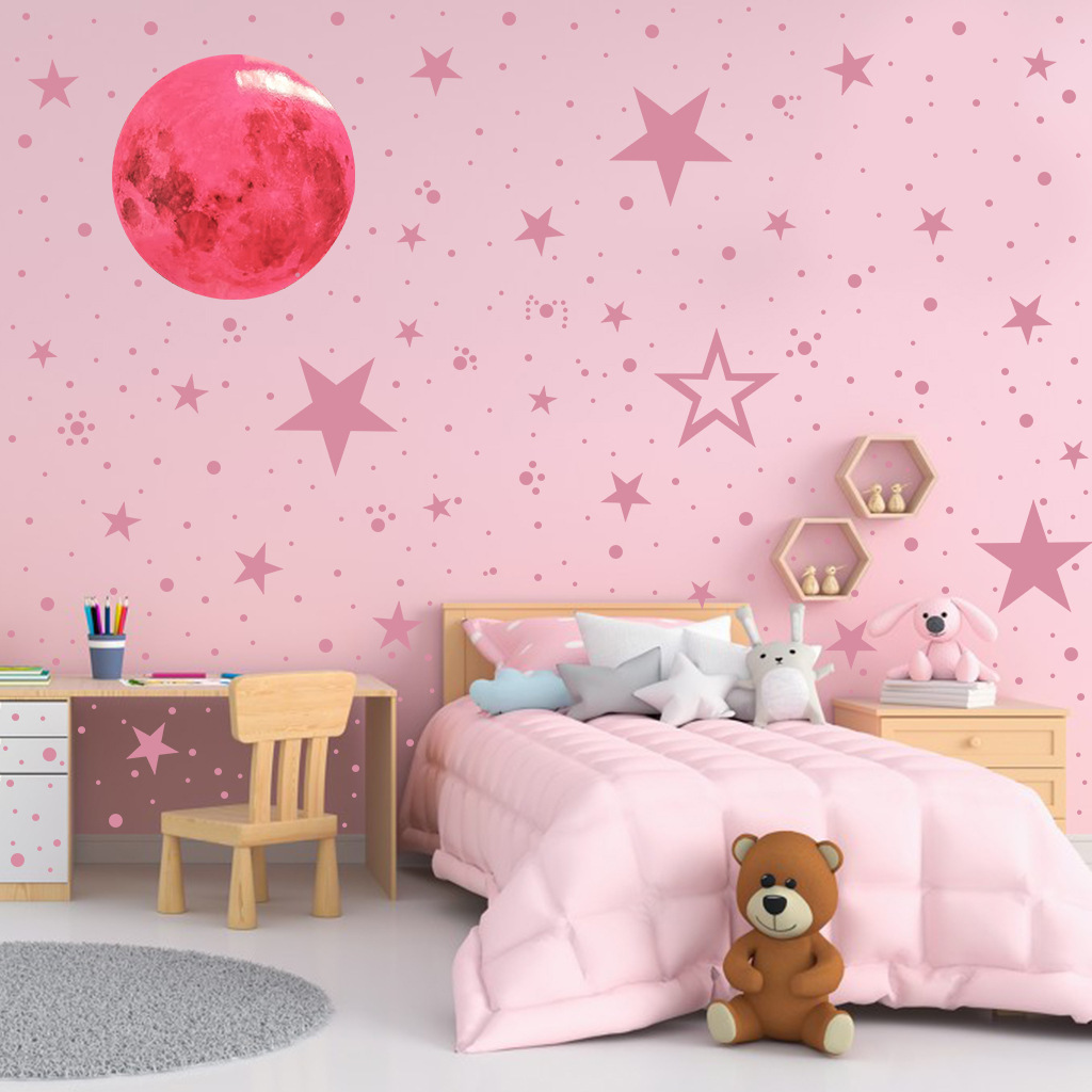 435pcs glow-in-the-dark stickers Moon Stars Polka Dots Creative fluorescent wall stickers can be removed