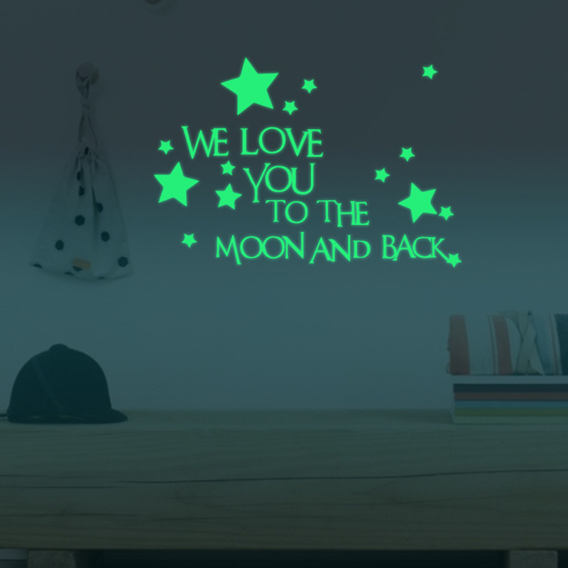 Luminous Moon Star Wall Sticker Glow  Dark Fluorescent Wall Art Decals For Home Kids Bedroom Ceiling Decoration