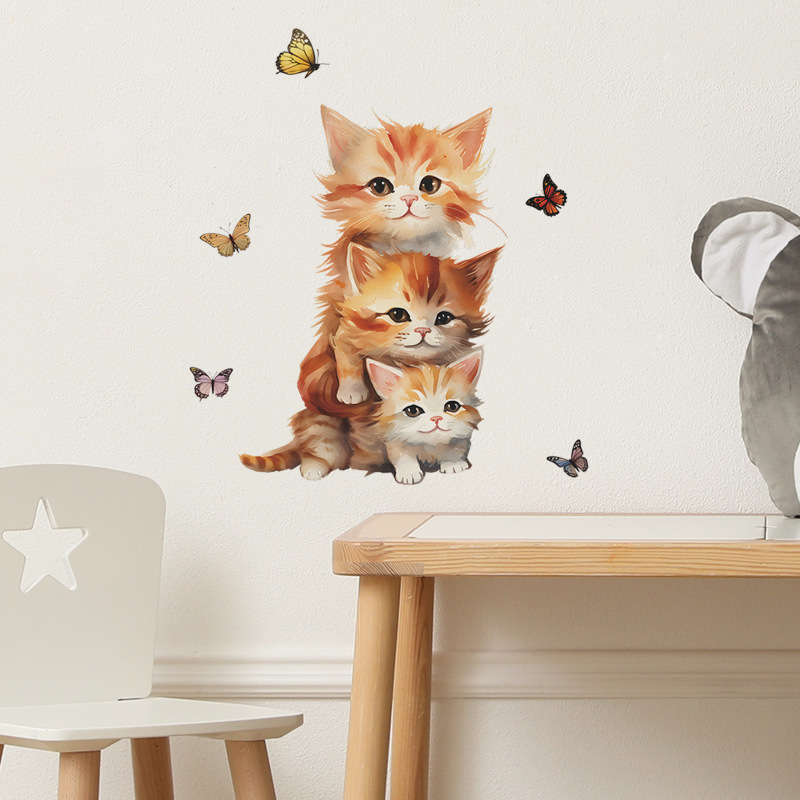 3D Cats Wall Sticker Hole View Bathroom Living Room Decoration Home Decor Animal Vinyl Decals Art Poster Cute Toilet Stickers