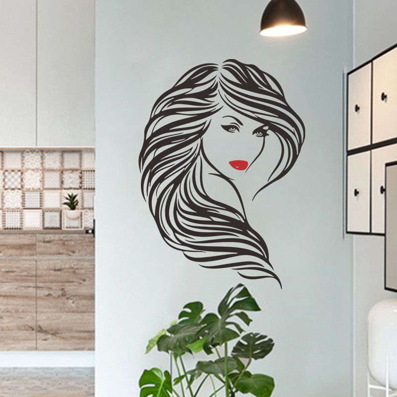 Large Beauty Nail Art Salon Woman Face Lips Hand Wall Decal Makeup Spa Manicure Skincare Heart Salon Wall Sticker Vinyl Decor