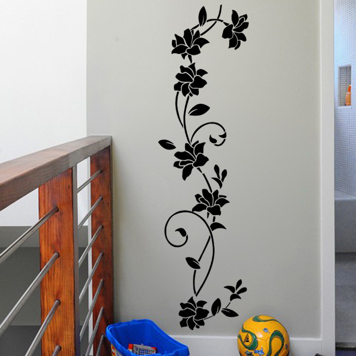 new black classic flower vine branch bedroom background decoration stickers can be removed wall stickers