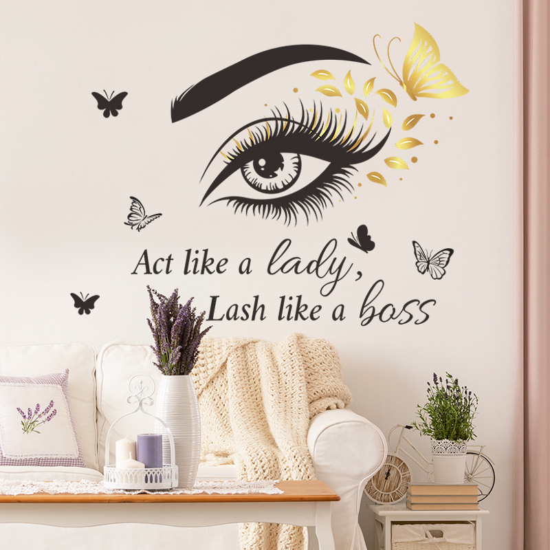 Beauty Salon Eyelash Art Vinyl Wall Sticker Decor For Salon Decor Girls Room Decoration Stickers Mural Wall Decals