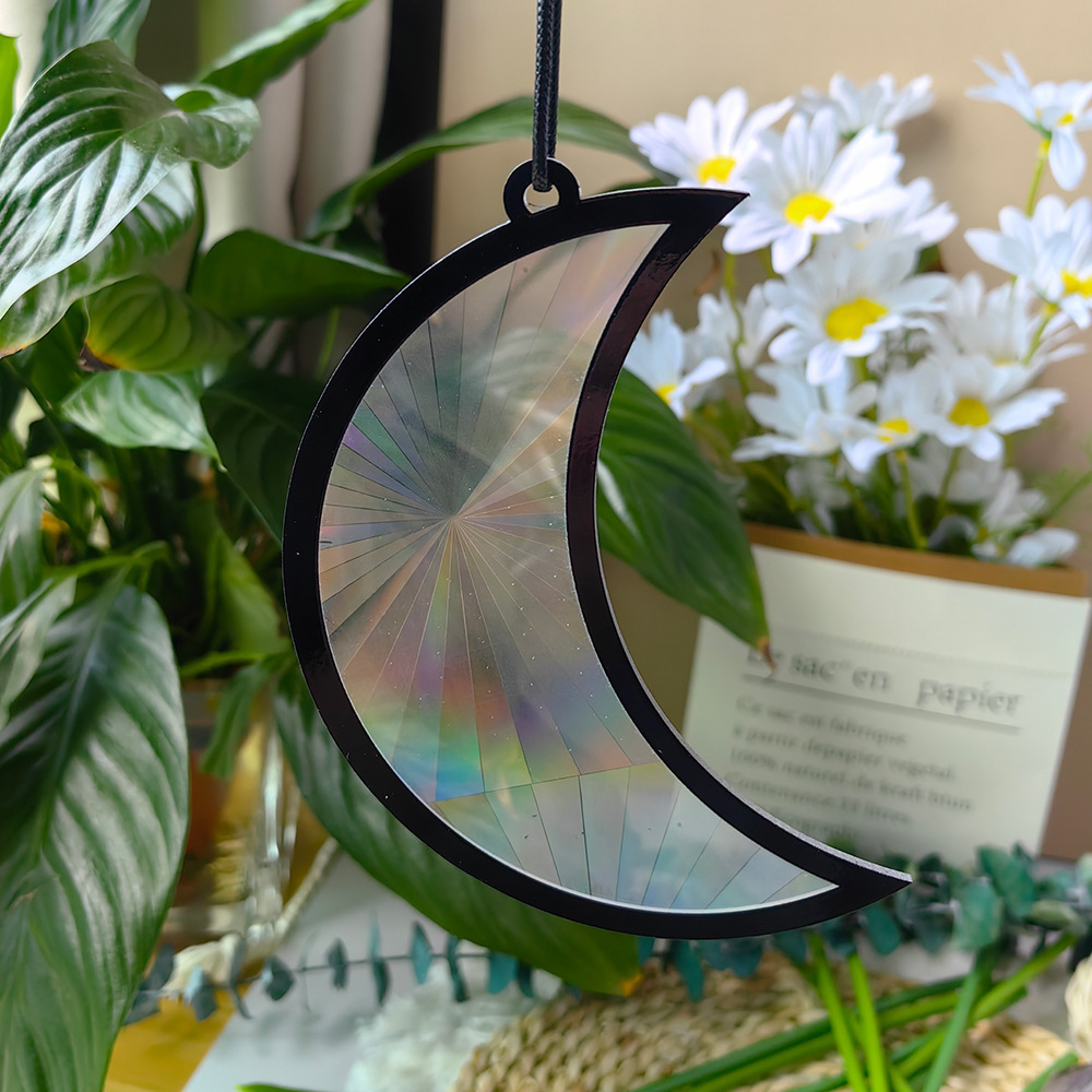 Acrylic Sun Catcher Pendant Cat Bird Heart Moon Sun Suncatcher PVC Film Hanging Decoration Rainbow Prism Maker Garden Home Decal