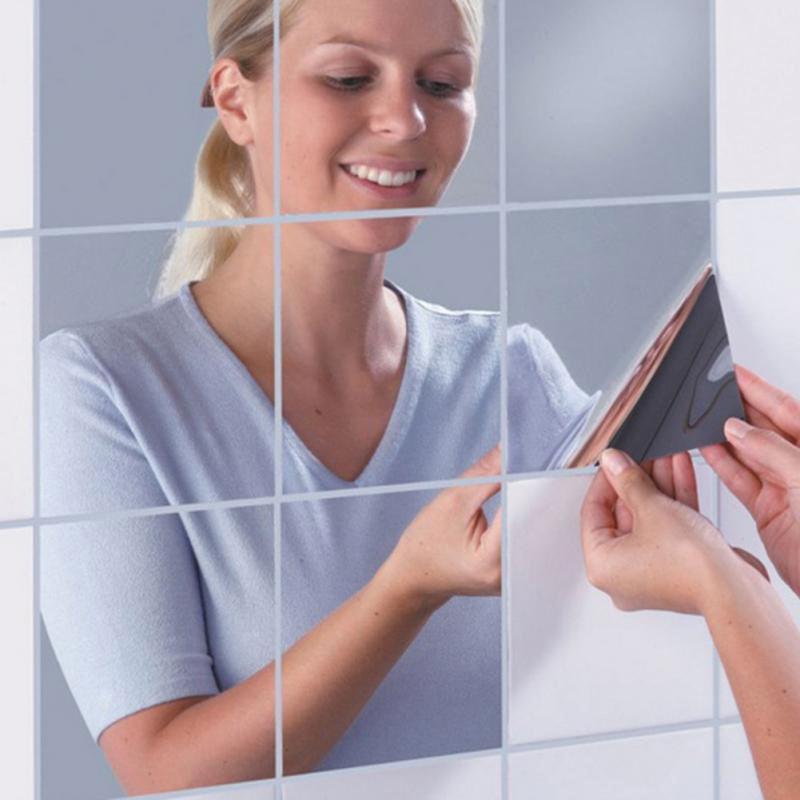 DIY mirror wall paste self-adhesive PET full body soft mirror bathroom self-adhesive paper 15*15cm