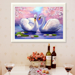 5D diamond painting DIY animal two swans  diamond cross stitch decorative painting for bedroom living room hanging wall art