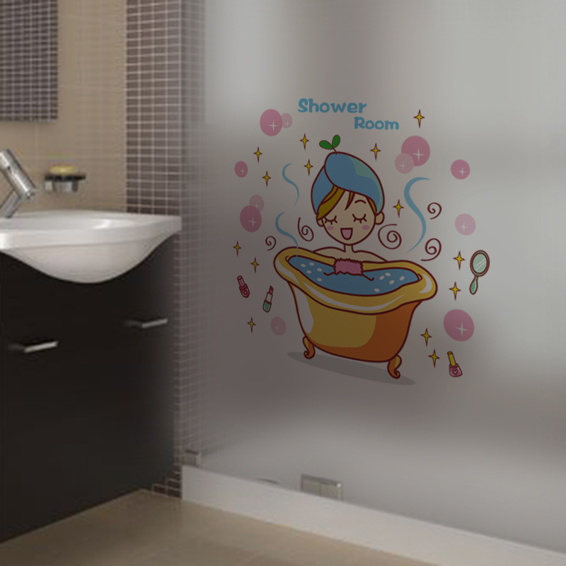 Cute beauty cartoon creative fashion toilet toilet stickers self-adhesive shower bathroom stickers can be removed wall stickers