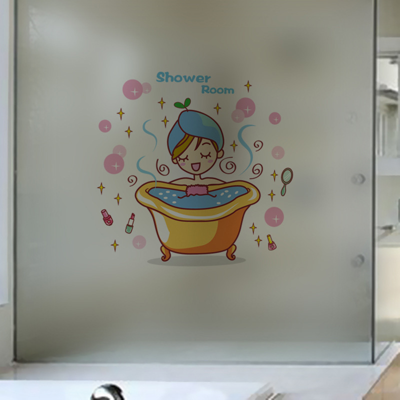 Cute beauty cartoon creative fashion toilet toilet stickers self-adhesive shower bathroom stickers can be removed wall stickers