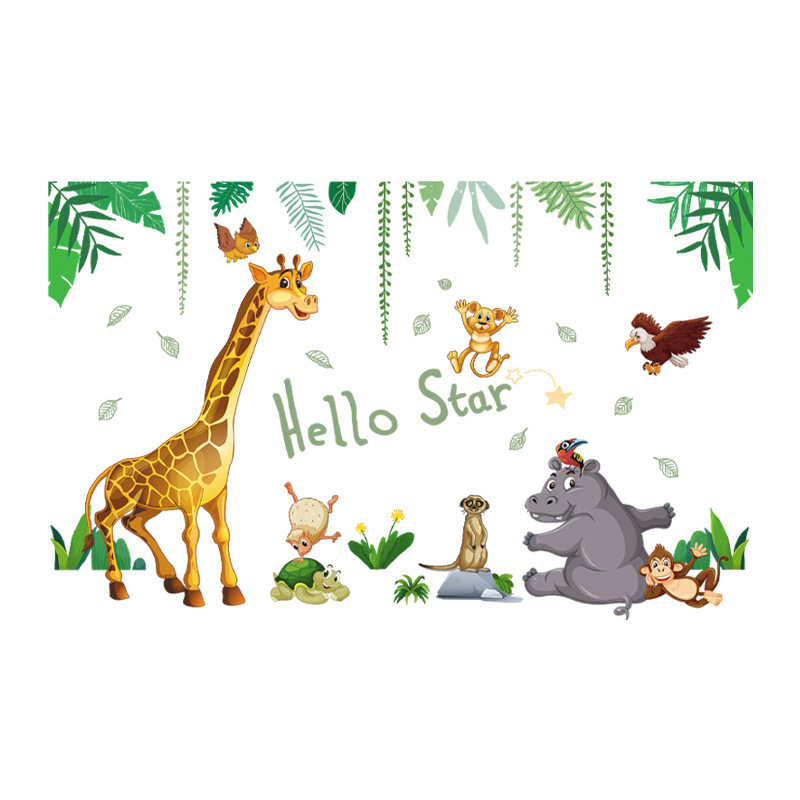 Wholesale of Wall Stickers Elephant Zebra Giraffe Monkey Stickers Living Room Sofa Bedroom Background Wall Decoration Stickers