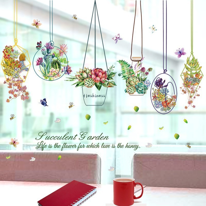 Hot Spring Flower Wall Stickers for Kindergarten Classroom Window Decoration PVC Self adhesive Flower Wall Stickers